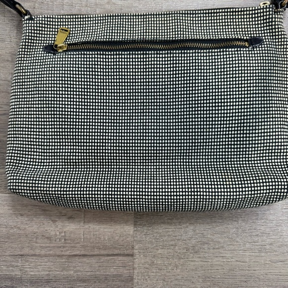 Fossil Kinely Crossbody Bag Leather and Textile Checkered Black & White - Picture 5 of 13